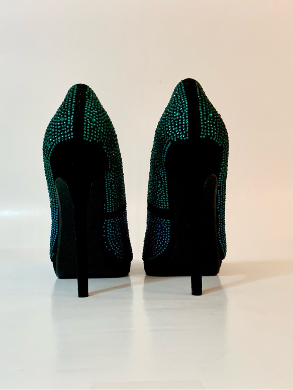 Kate Preston Teal & Blue Crystal High Heel Pumps - Picture 6 of 11